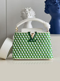 Louis vuitton original textile capucines mini handbag M59879 white&green