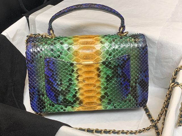 CC original python leather mini top handle flap bag AS2431 green&blue