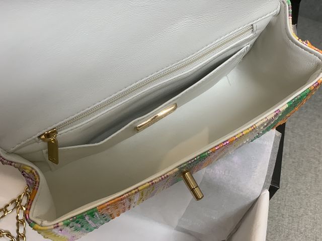 CC original python leather mini top handle flap bag AS2431 green&orange