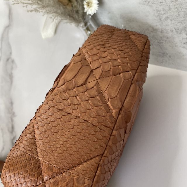 CC original python leather small flap bag bag AS1160 brown