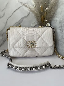 CC original python leather small flap bag bag AS1161 white