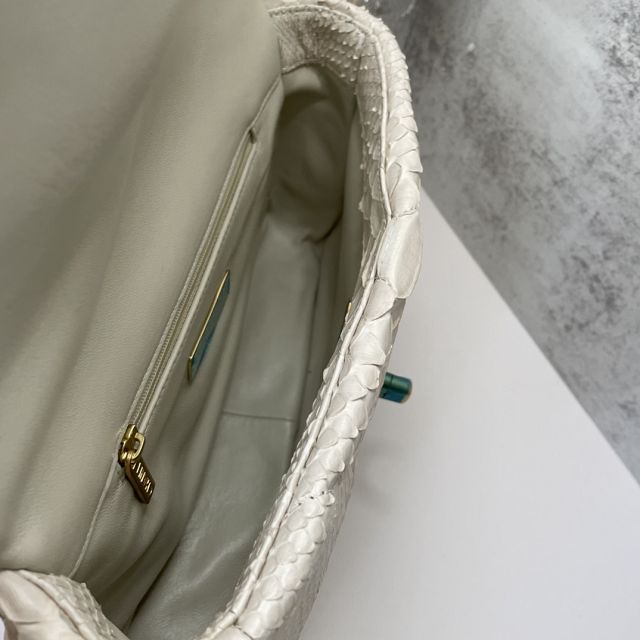 CC original python leather small flap bag bag AS1160 white