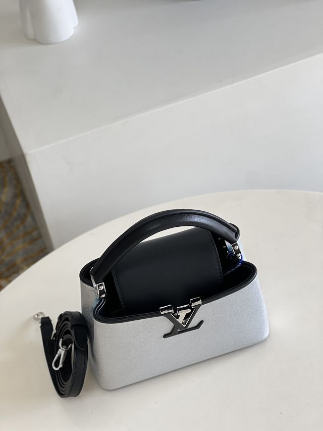 Louis vuitton original calfskin capucines mini handbag M56995 silver