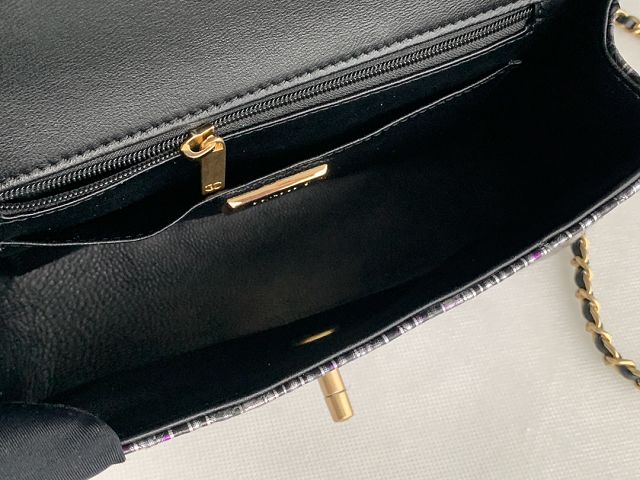CC original python leather mini top handle flap bag AS2431 black&purple