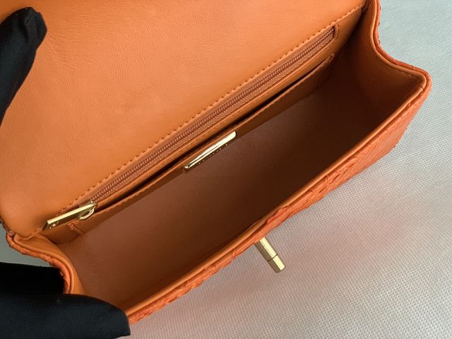 CC original python leather mini top handle flap bag AS2431 orange