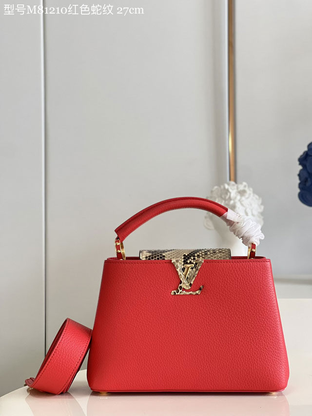 Louis vuitton original calfskin capucines BB handbag M92667 red
