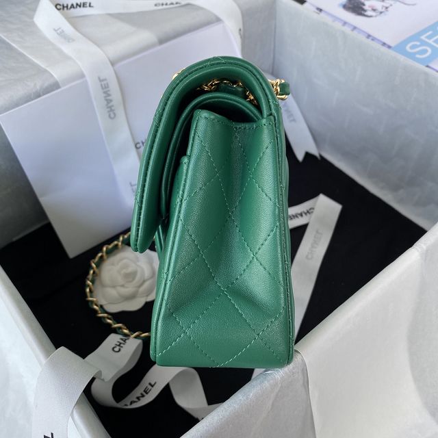 CC original lambskin small flap bag A01113 green