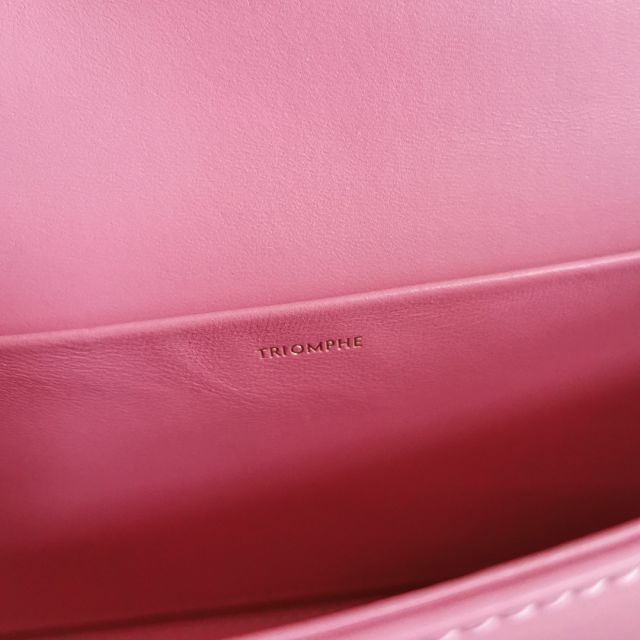 Celine original calfskin triomphe chain shoulder bag 197993 pink