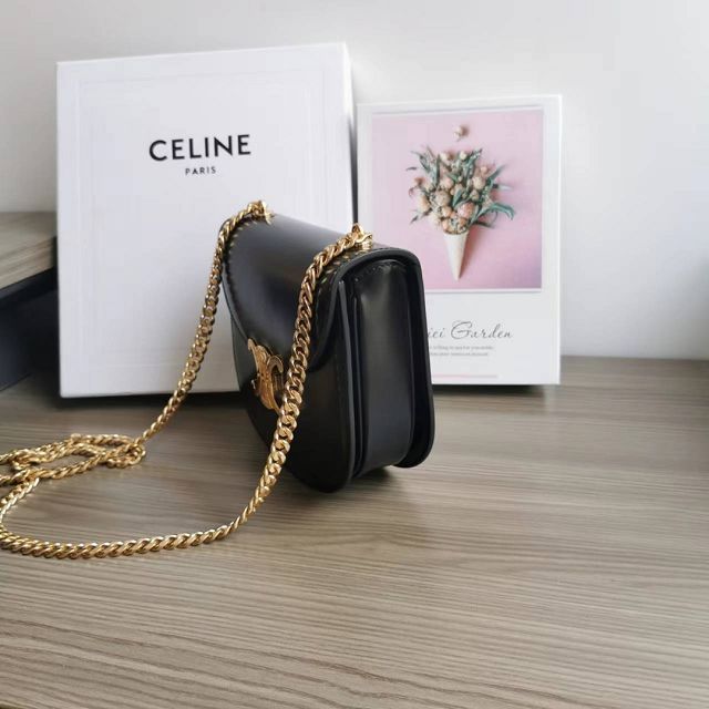 Celine original calfskin teen besace triomphe chain bag 110412 black