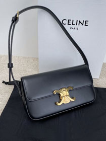 Celine original calfskin triomphe shoulder bag 194143 black