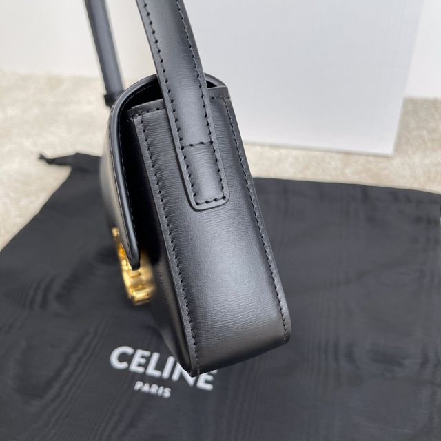 Celine original calfskin triomphe shoulder bag 194143 black