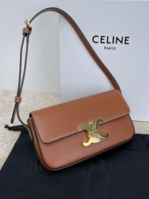 Celine original calfskin triomphe shoulder bag 194143 tan