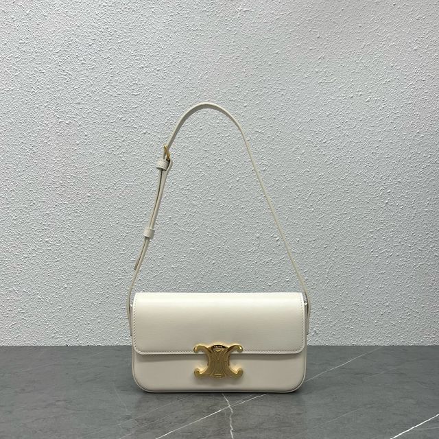 Celine original calfskin triomphe shoulder bag 194143 white