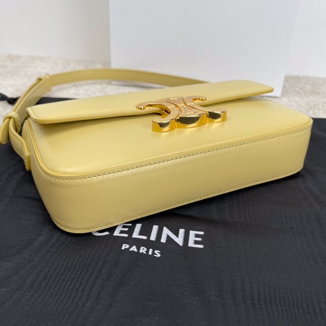 Celine original calfskin triomphe shoulder bag 194143 yellow