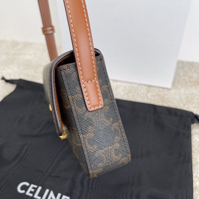Celine original canvas triomphe shoulder bag 194143 tan
