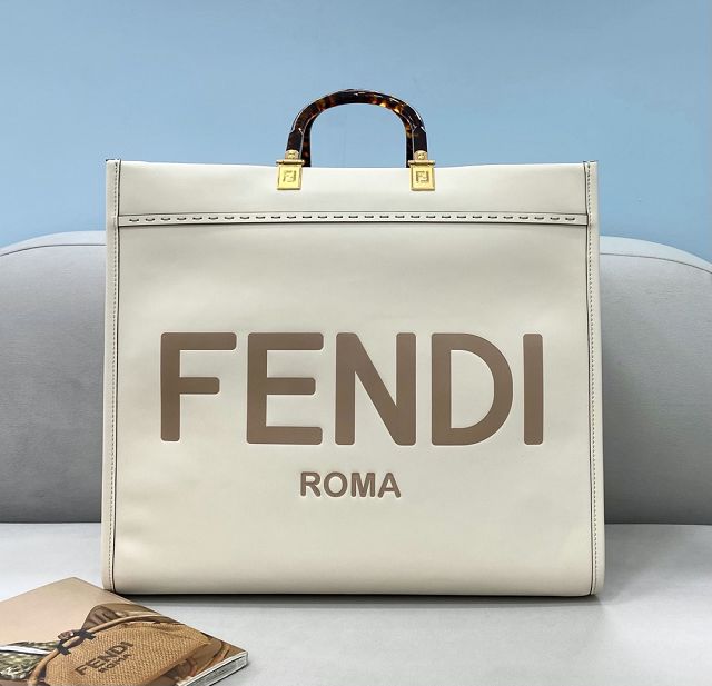 Fendi original calfskin large sunshine shopper bag 8BH372 white