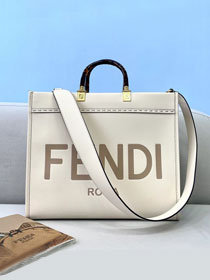 Fendi original calfskin medium sunshine shopper bag 8BH386 white