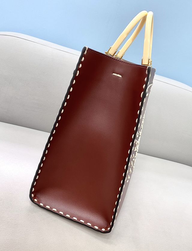 Fendi original calfskin medium sunshine shopper bag 8BH386 dark brown