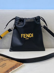 Fendi original calfskin small drawstring bag 8BH355 black