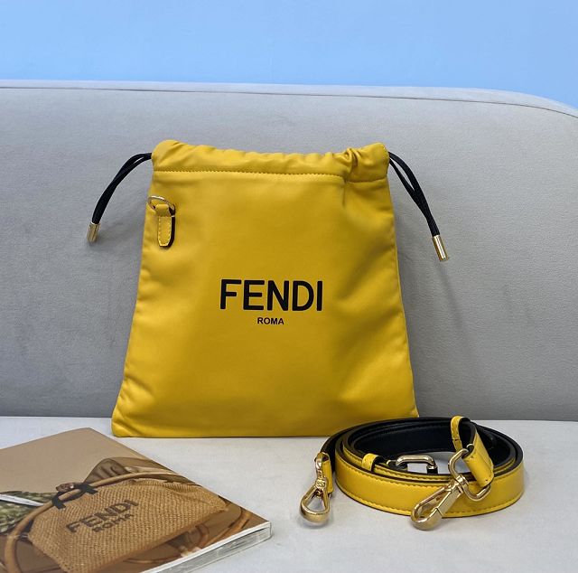 Fendi original calfskin small drawstring bag 8BH355 yellow
