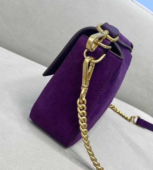 Fendi original suede medium baguette bag 8BR600 purple