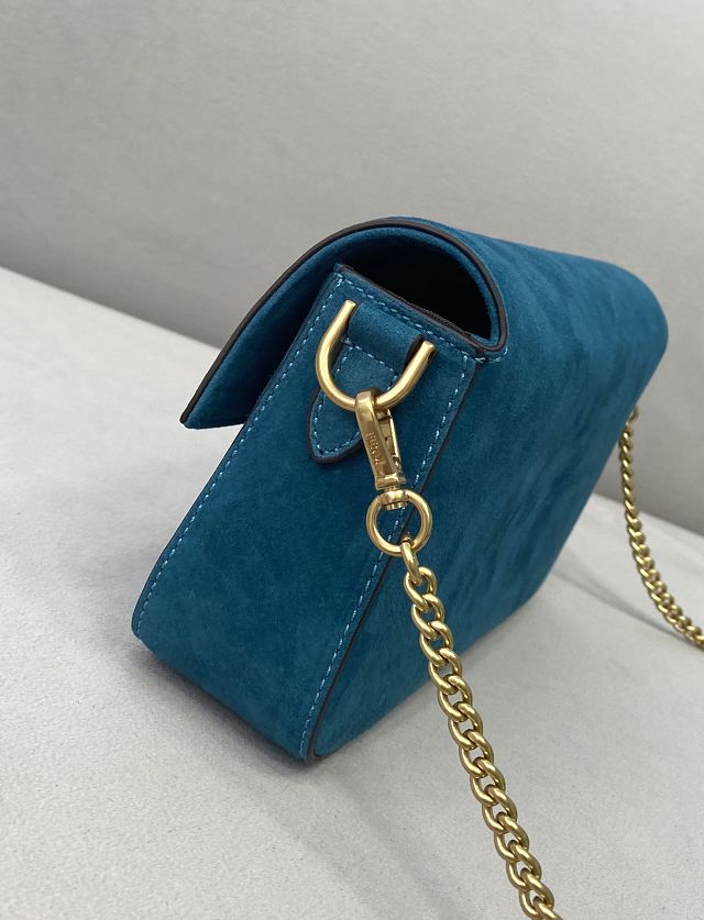 Fendi original suede mini baguette bag 8BS017 blue