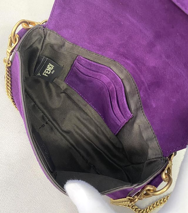 Fendi original suede mini baguette bag 8BS017 purple