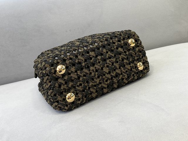 Fendi tweed small peekaboo bag 8BN244 dark brown