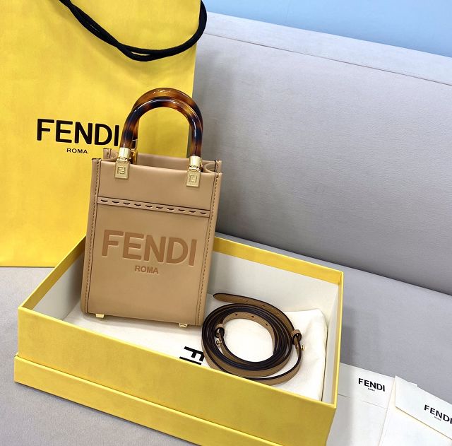 Fendi original calfskin mini sunshine shopper bag 8BS051 apricot