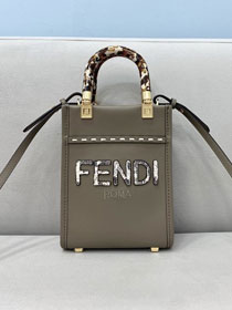 Fendi original calfskin mini sunshine shopper bag 8BS051-2 grey