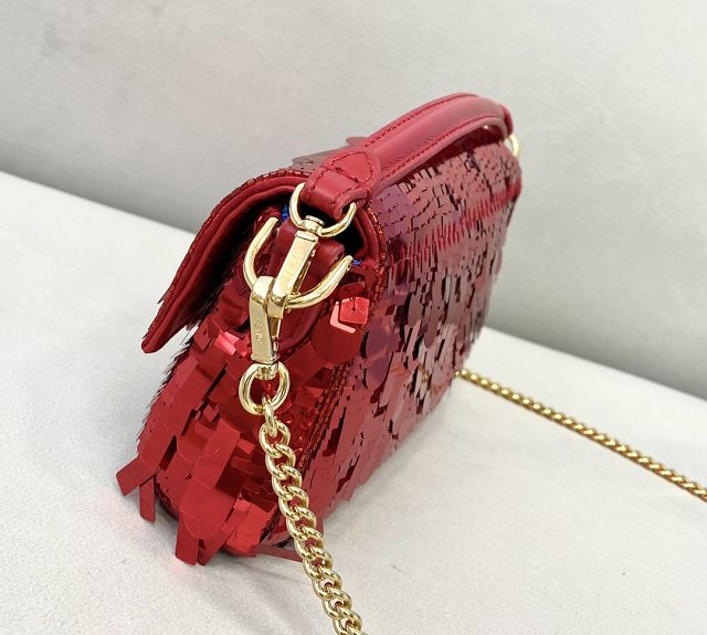 Fendi sequined mini baguette bag 8BS017 red
