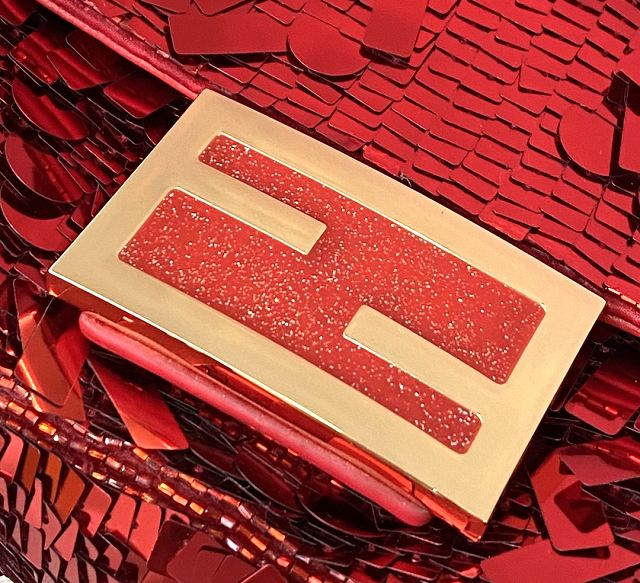 Fendi sequined mini baguette bag 8BS017 red