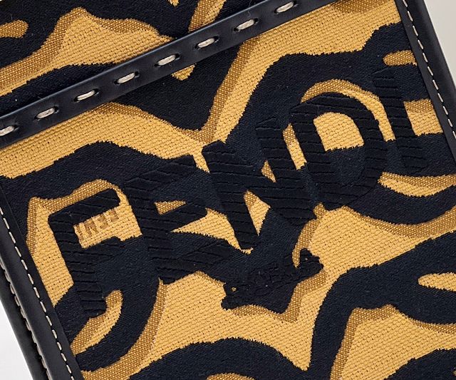 Fendi fabric mini sunshine shopper bag 8BS051 black&dark yellow