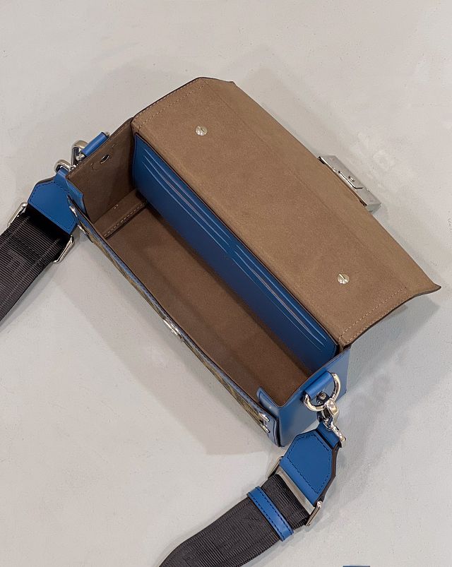 Fendi original canvas baguette soft trunk bag 7VA565 blue