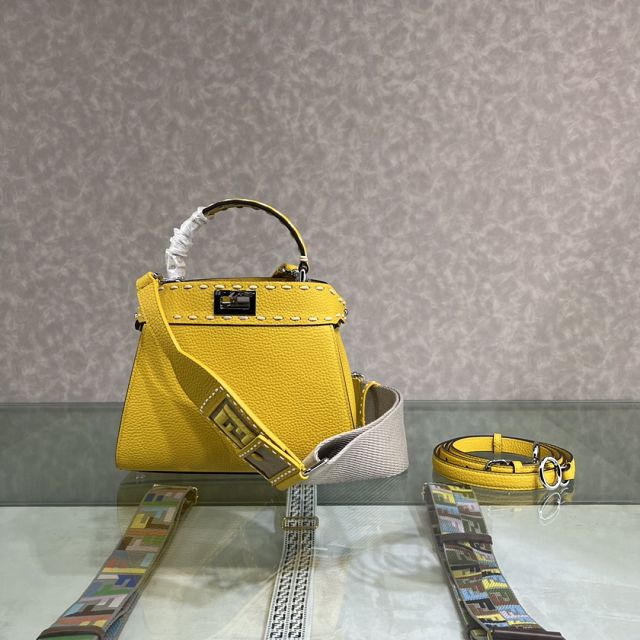 Fendi original grained calfskin small peekaboo bag 8BN244 yellow