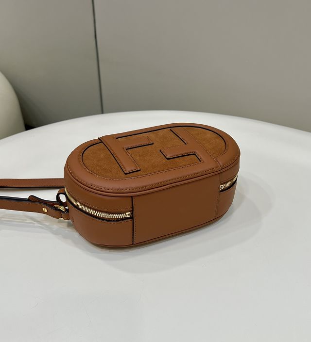 Fendi original suede O-Lock mini camera case 8BS058 brown