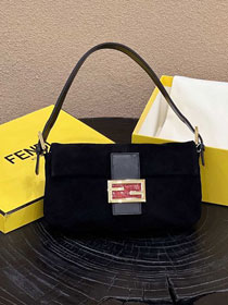 Fendi suede medium 1997 baguette bag 8BR339 black