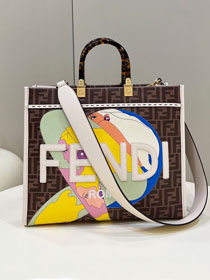 Fendi original fabric medium sunshine shopper bag 8BH386 brown