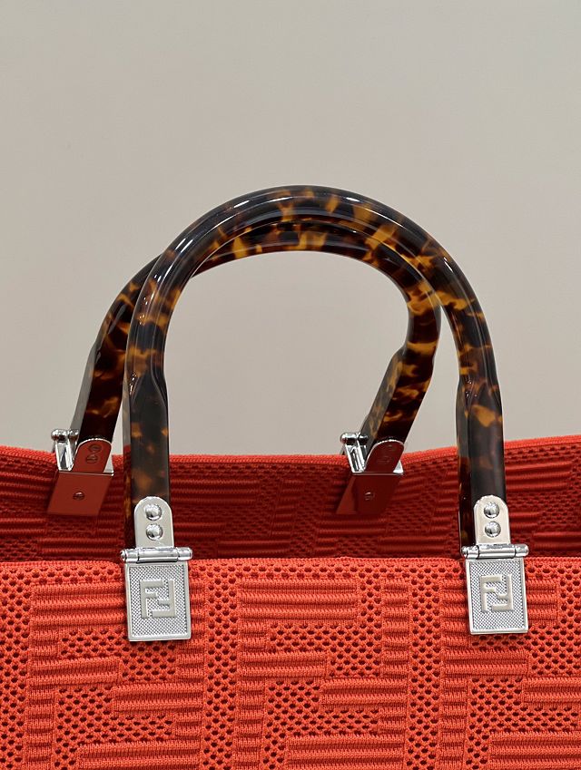 Fendi original fabric medium sunshine shopper bag 8BH386 red