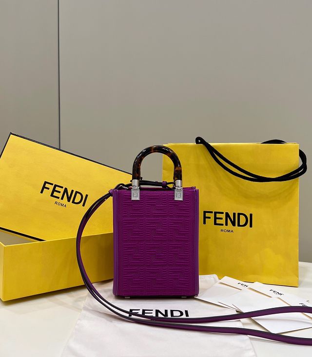 Fendi original fabric mini sunshine shopper bag 8BS051 purple