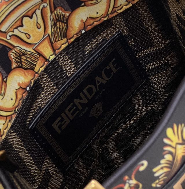 Fendi original printed calfskin mini sunshine shopper bag 8BS051 black