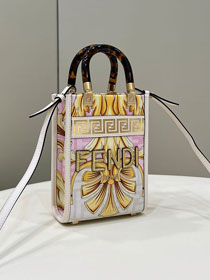 Fendi original printed calfskin mini sunshine shopper bag 8BS051 white