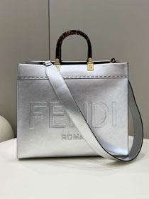 Fendi original calfskin medium sunshine shopper bag 8BH386 silver