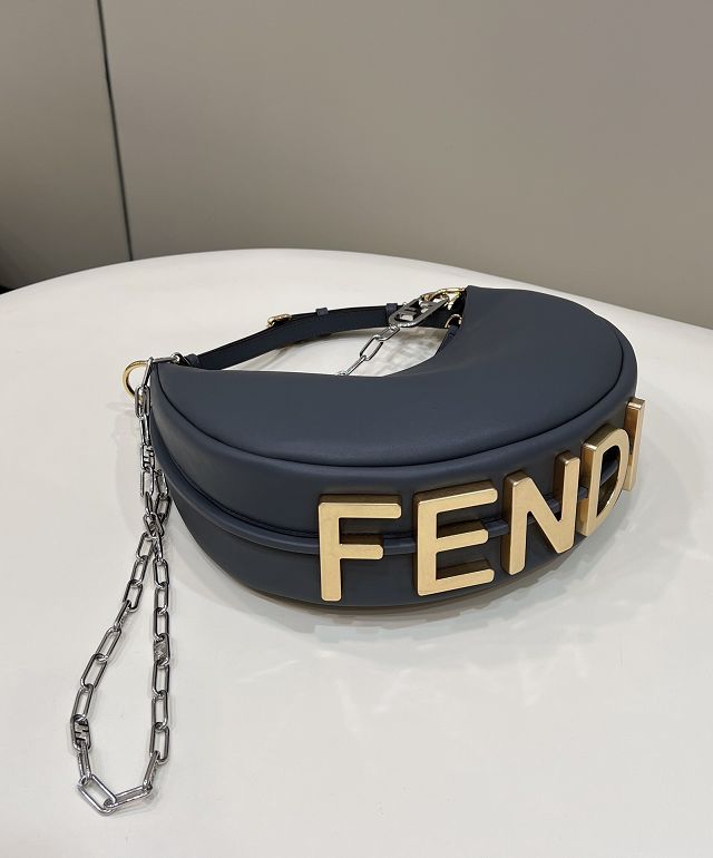 Fendi original calfskin small fendigraphy bag 8BR798 dark grey