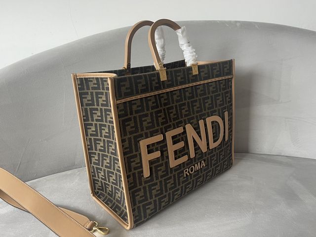 Fendi original fabric large sunshine shopper bag 8BH372 coffee