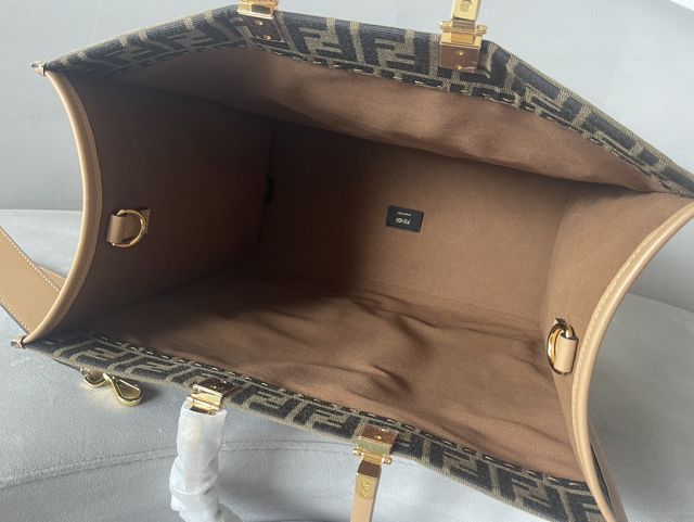 Fendi original fabric large sunshine shopper bag 8BH372 coffee