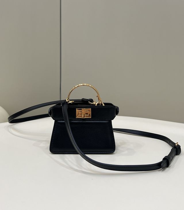 Fendi original lambskin nano peekaboo bag 7AS106 black