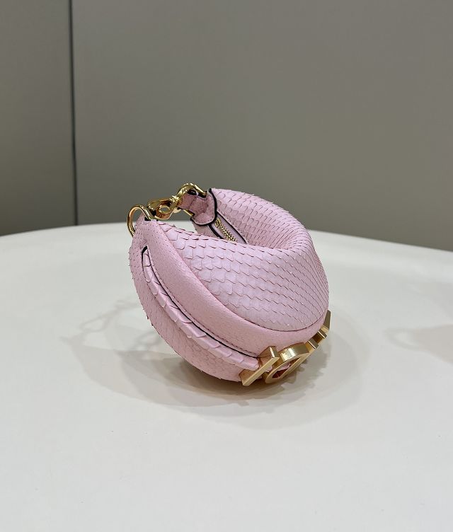 Fendi original python leather nano fendigraphy bag 7AS089 pink
