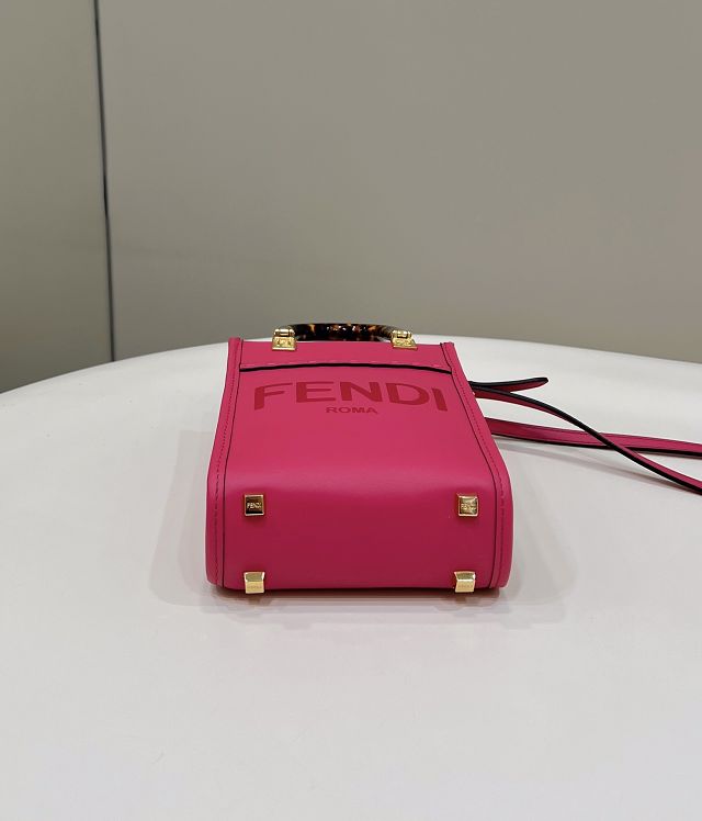 Fendi original calfskin mini sunshine shopper bag 8BS051 rose red