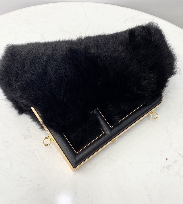 Fendi original mink fur small first bag 8BP129 black